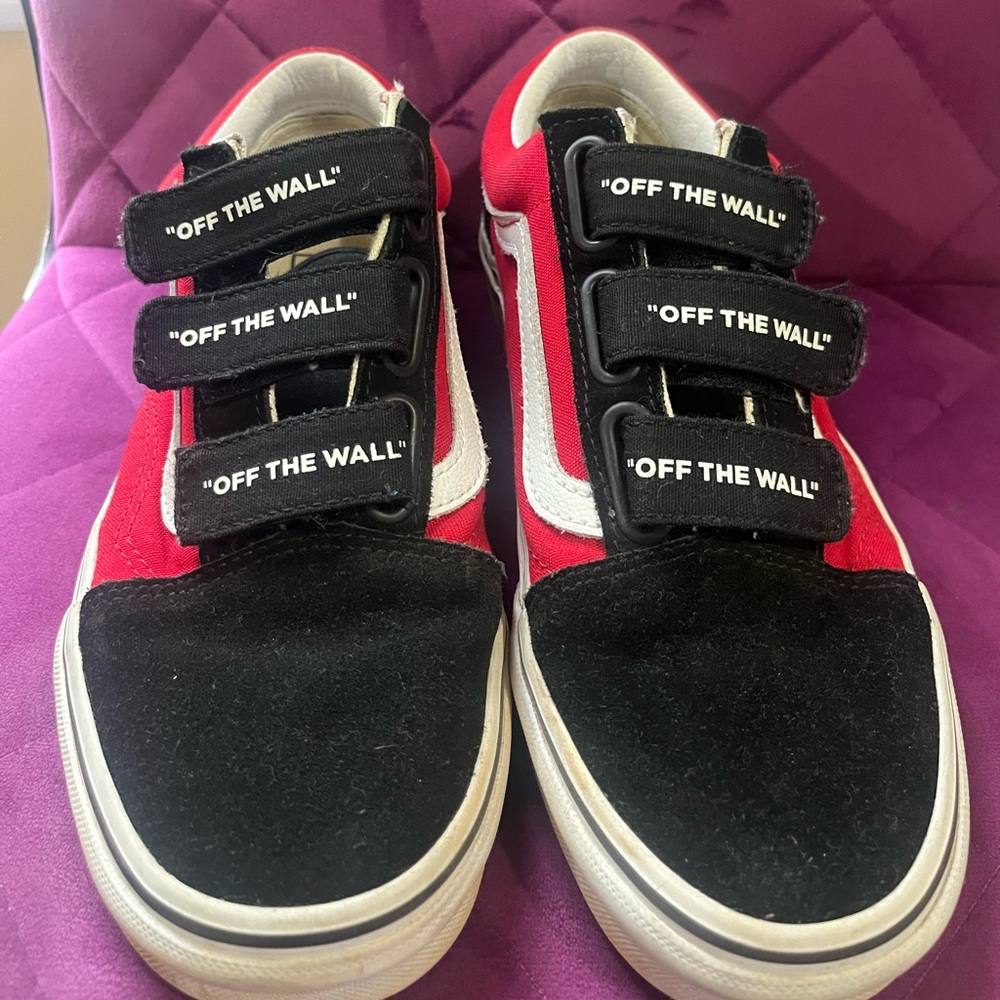 Vans Red and Black Velcro Sneakers
